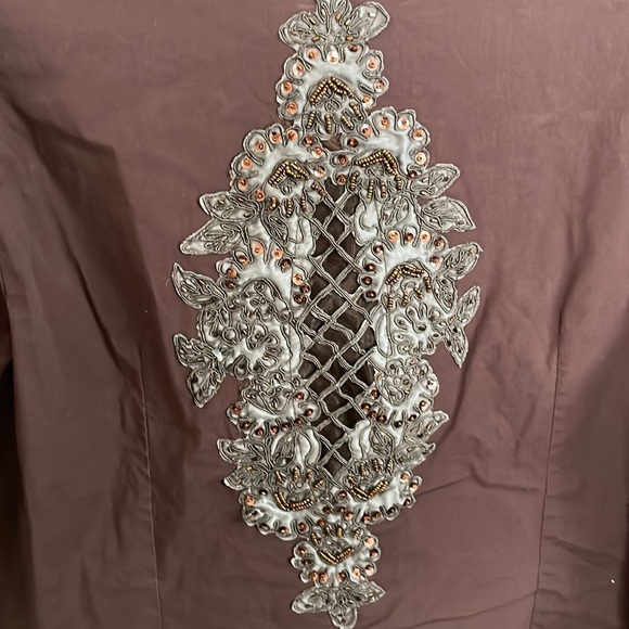 Brown Beaded and Sequin Button Down top - Picture 6 of 6